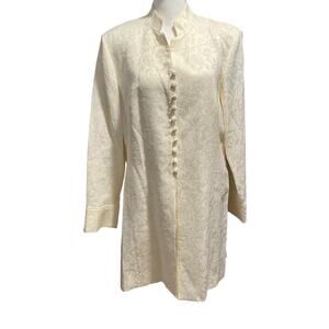 Adrianna Papell Cream Brocade Stand up collar Jacket size 14